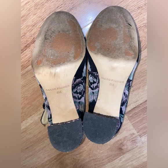 Marc Fisher Green & Pink Glitter Block Heels Mary Jane’s Size 8 - Picture 13 of 16